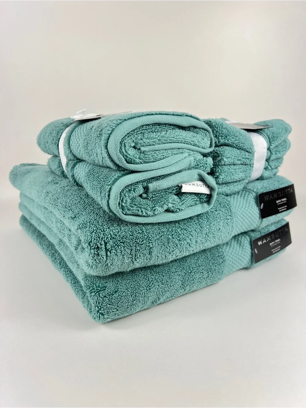 Wamsutta Bath Towel Set Teal Blue Premium Zero Twist Cotton Plush 8 Pc Set NEW